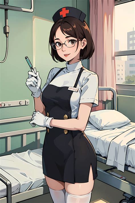 Anime nurse in a hospital room with a nurse holding a syll - SeaArt AI