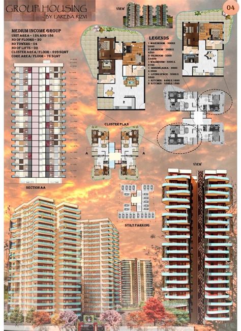 Group housingPhotoshop rendered sheets A1 sheetPresentation sheets Photoshop Rendering, Multi ...