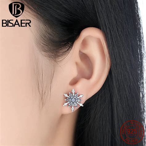 Bijoux 925 пробы серебряные кристаллизованные снежинки, синие кристаллы ...