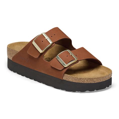 Birkenstock Arizona Platform Sandal Pecan Nubuck Leather | Birkenstock ...