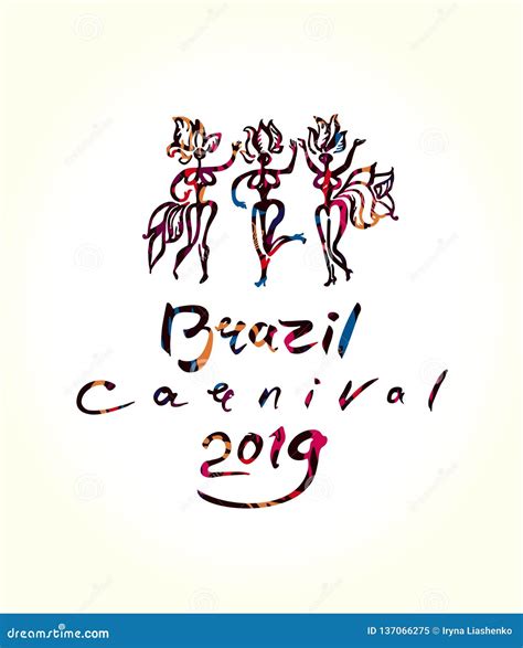 Logo 2019 Di Arte Di Carnevale Del Brasile Iscrizione Scritta a Mano E