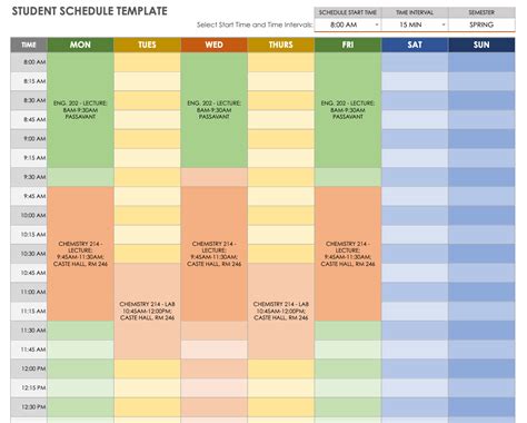 Google sheets daily schedule template