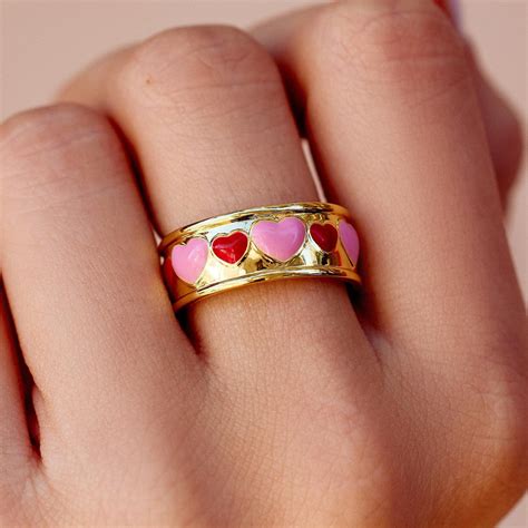enamel heart ring