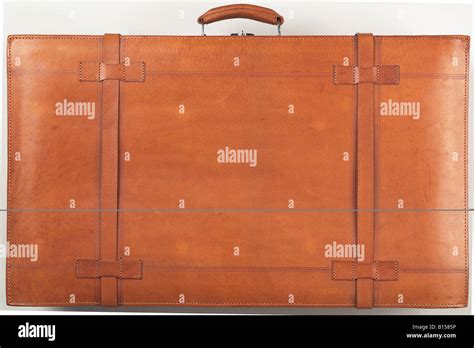 brown leather suitcase stock photo alamy