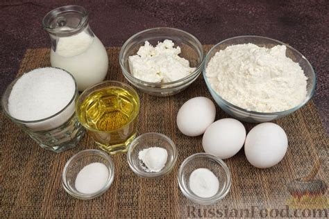 Рецепт: Сладкий пирог на кефире, с творожными шариками на RussianFood.com