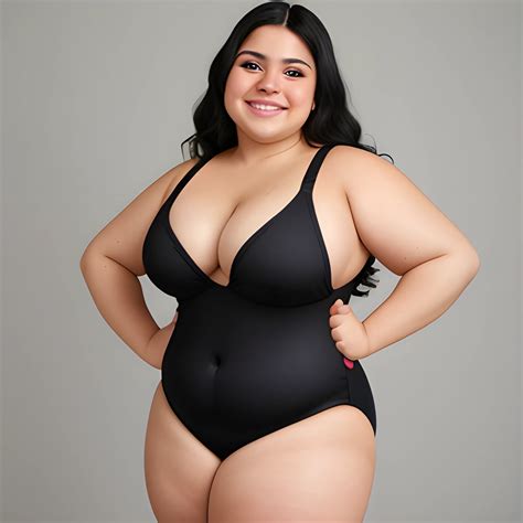 Chubby latina, smiling, wearing leotard - Arthub.ai