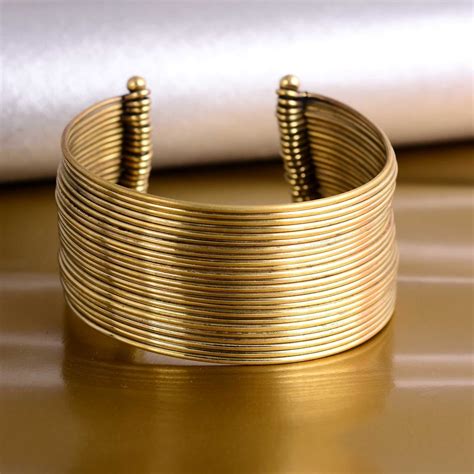 chunky gold cuff bracelet wide adjustable arm band etsy