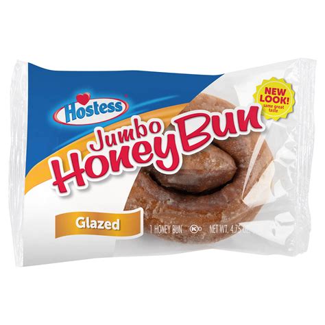 Hostess Glazed Jumbo Honey Bun, Single Serve 4oz, Sweet Treat, 1 Count
