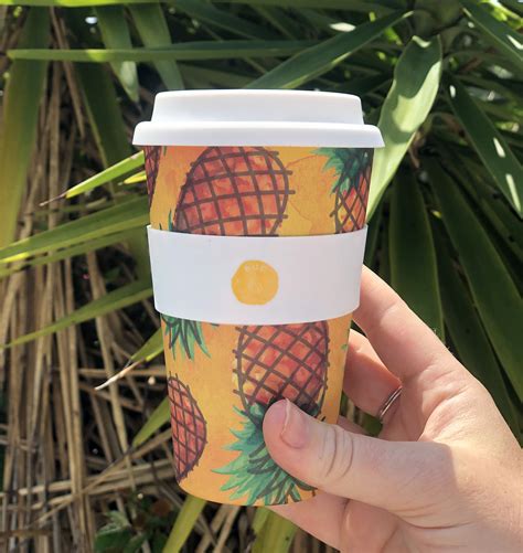 Bamboo Husk Reusable Coffee Cup - Pineapple Design - Australian Organic