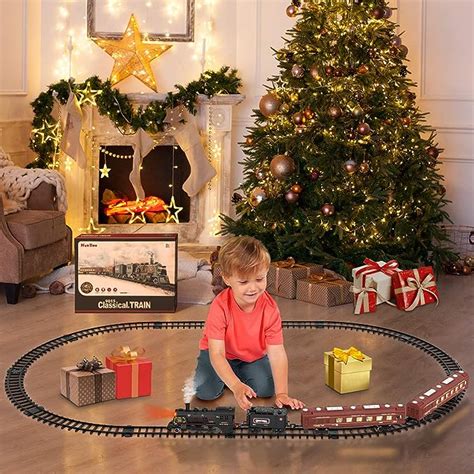 Model Train Set,Metal Alloy Electric Trains w/Steam Locomotive,Passeng ...