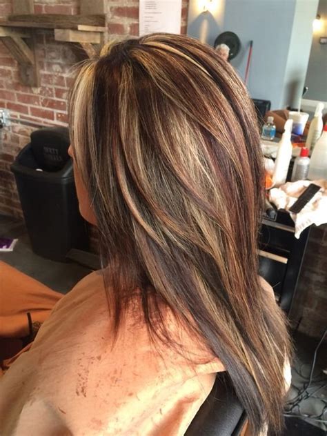Brown Hair Color With Red And Blonde Highlights