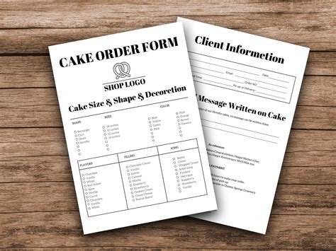 Editable Order Form Template, Cake Order Form Template Editable