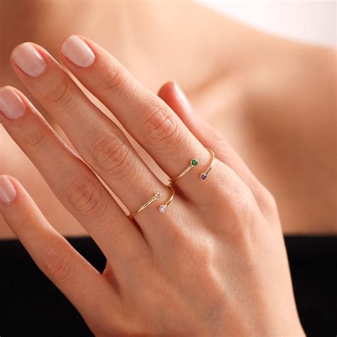 Custom Birthstone Engagement Ring, Birthday Gift for Girlfriend