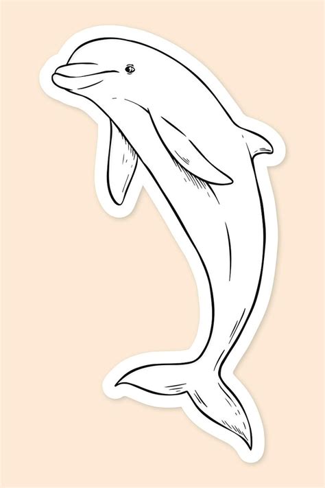 Vintage hand drawn dolphin cartoon black and white illustration | free ...