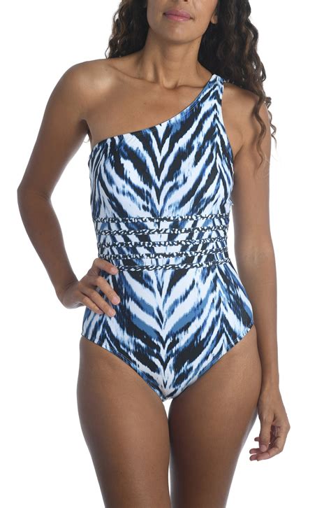 Buy La Blanca Animal Instinct One-shoulder One-piece Swimsuit - Blue At