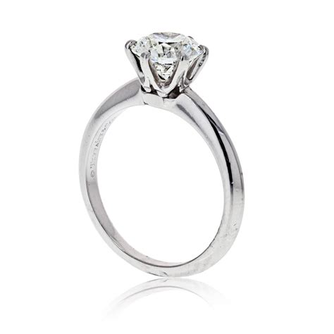 1.46 Carat Tiffany and Co. Six Prong Round Cut Diamond Engagement Ring