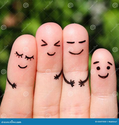 Finger Art of Friends Laughing. Stock Photo - Image of meeting, family