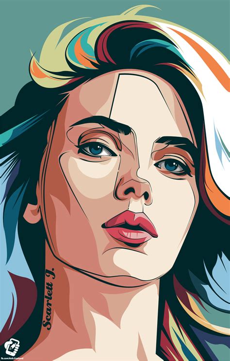 Scarlett J vektor pop syle on Behance | Digital painting portrait, Pop ...