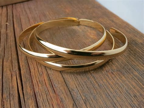 18K Gold Bracelet, 18K Gold Cuff Bracelet, Personalized 18k Gold Cuff ...