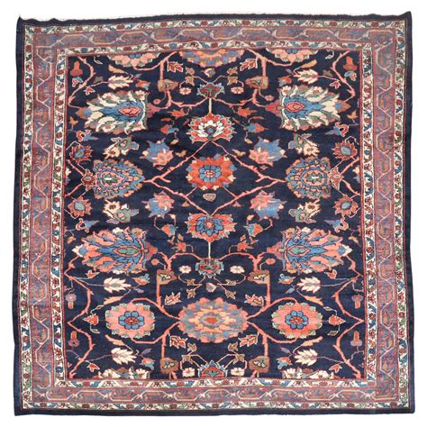Zabihi Collection Antique Persian Square Navy Rug For Sale at 1stDibs