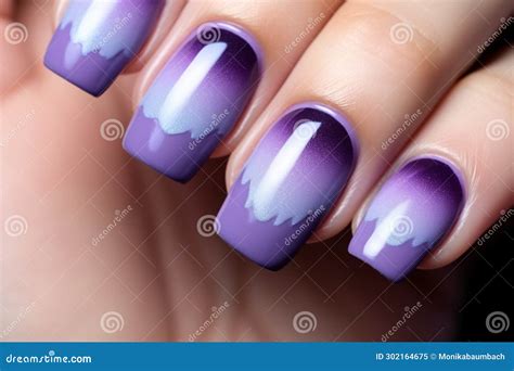 Woman S Fingernails with Purple Ombre Colored Nail Polish Design Stock ...