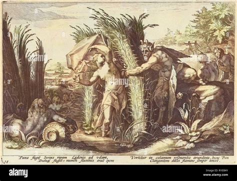Pan and Syrinx, Hendrick Goltzius, Franco Estius, 1589 Stock Photo - Alamy