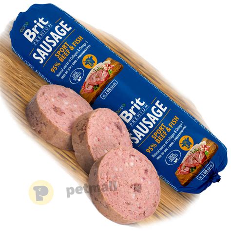 Деликатесен салам за кучета Brit Sausage Sport Beef & Fish - с 85% ...