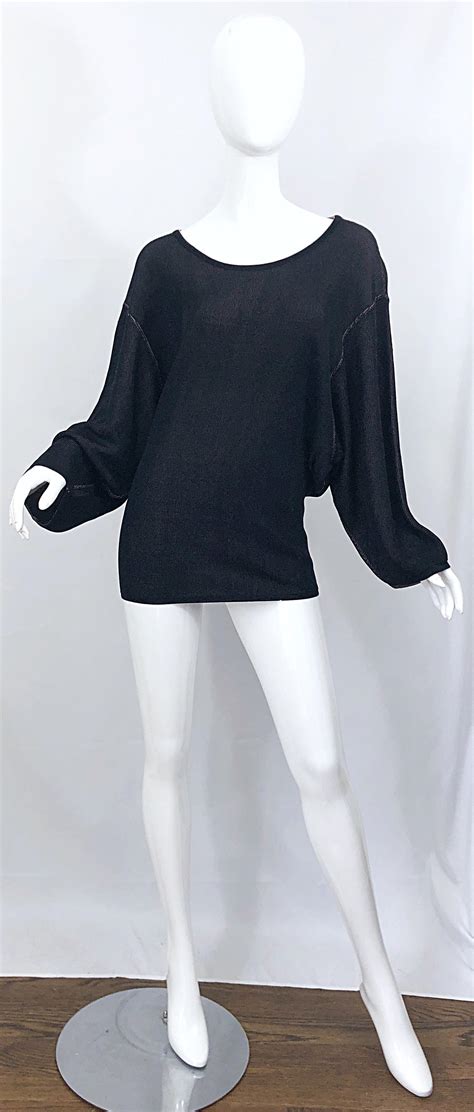 Vintage Azzedine Alaia 1980s Black + Nude Viscose 80s Mini Sweater