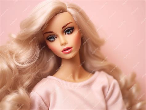 Premium Photo | Blond barbie doll with long hair and blue eyes on pink