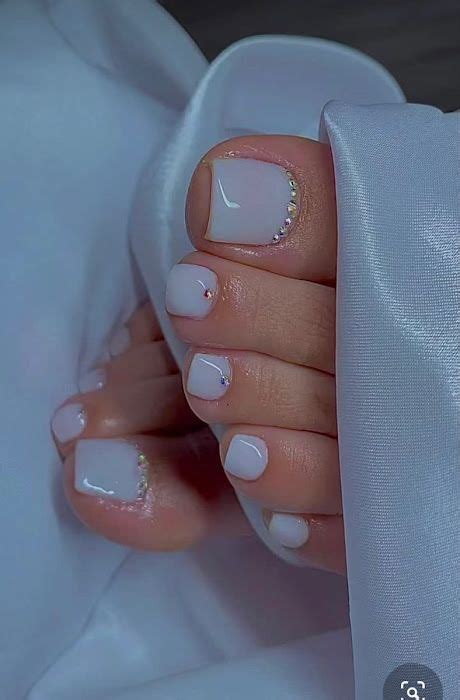 uñas pies blancas - uñas pies blancas con piedras - uñas pies con ...