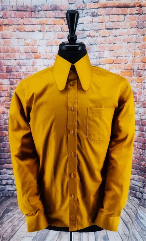&Sol& Gold Yellow 70s Inspired Beagle Collar Shirt