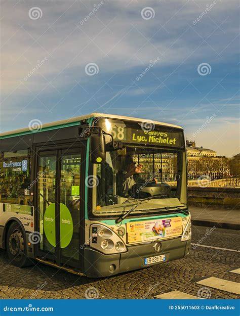 Public bus, paris, france editorial stock photo. Image of street
