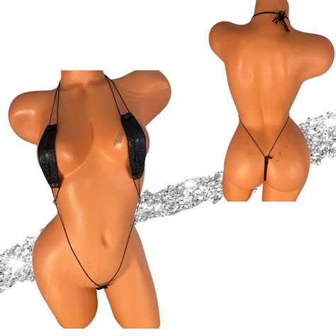 Micro Slingshot Bikini Adjustable Holographic Black Adjustable Wet Look