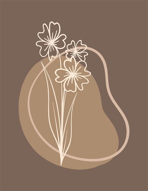 Abstract Boho Floral simple minimalist hand drawn art background ...