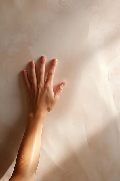 premium photo  hand touching  wall  sunlight shining