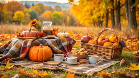 halloween pumpkin patch picnic   picnic   middle   stock