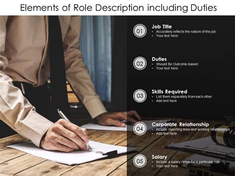 elements  role description including duties powerpoint