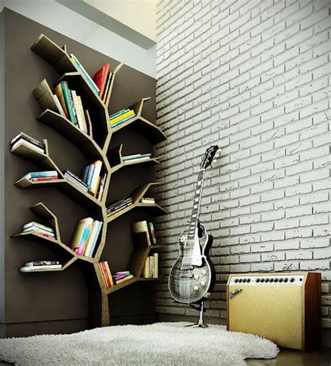 Modern Bookshelves Design with Tree Branch Collections | HomeMydesign