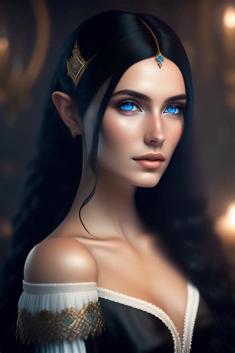 Lexica - Deep dark fantasy, european girl with long black hair, white