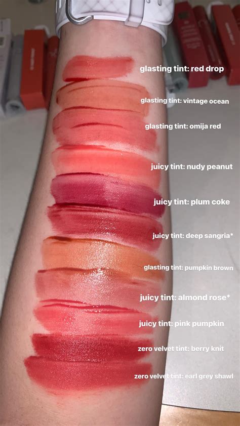 wanted to share swatches of my entire romand lip tint collection! : r ...