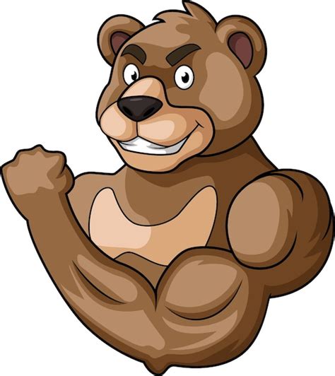 Premium Vector | Strong bear cartoon mascot character