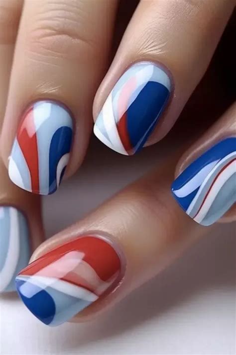 trending blue  red nail ideas   bold beautiful red