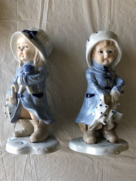 Vintage KPM Porcelain Figurines Girl/Boy with Raincoat and | Etsy