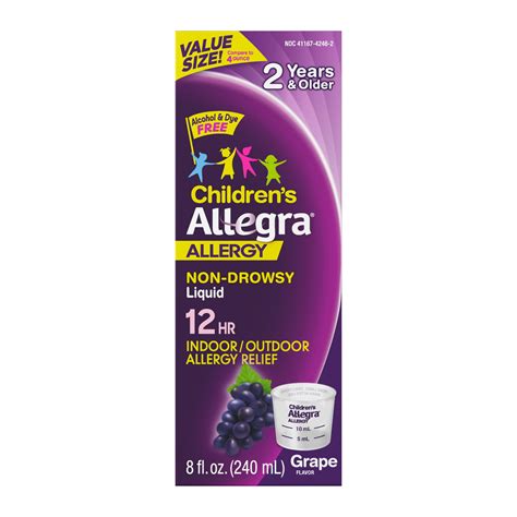 Allegra Children's 12-Hour Allergy Relief Liquid, Non-Drowsy Indoor and