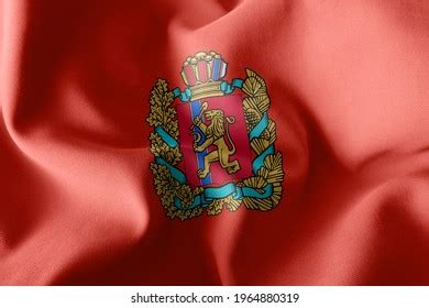3d Illustration Flag Krasnoyarsk Krai Region Stock Illustration ...