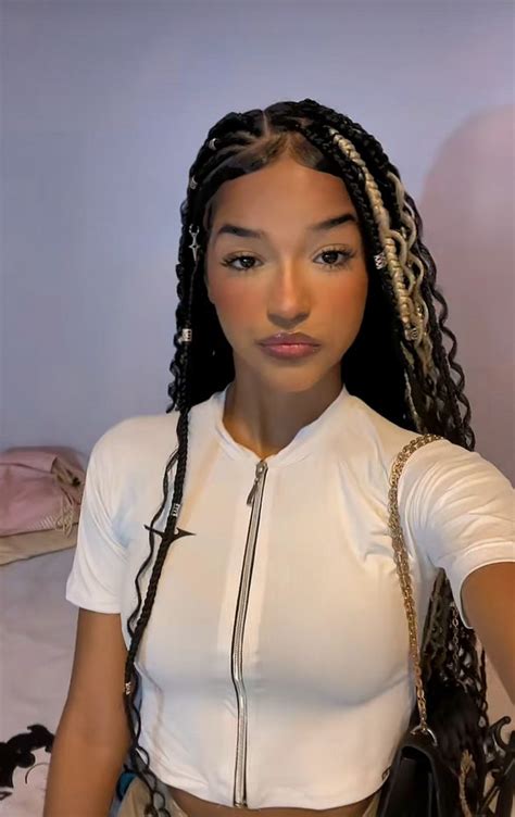 Knotless Braids Com Cachos - Knotless braids com cachos | Estilo de trança, Tranças para cabelos ...