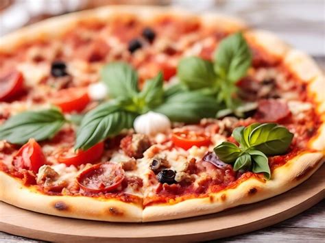 Premium Photo | Photo High Resolution Tasty Pizza On A Table AI GENERATED