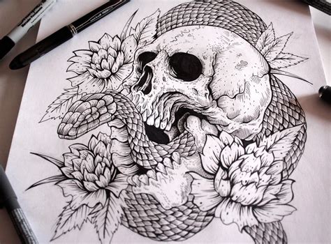 skull  snake tattoo   thefreak  deviantart