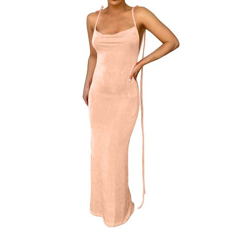 WNVMWI Elegant Dresses for Women Evening Party Sexy Backless Suspender