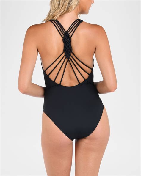 La Blanca Island Goddess Crossover V-Neck One-Piece Swimsuit | Neiman